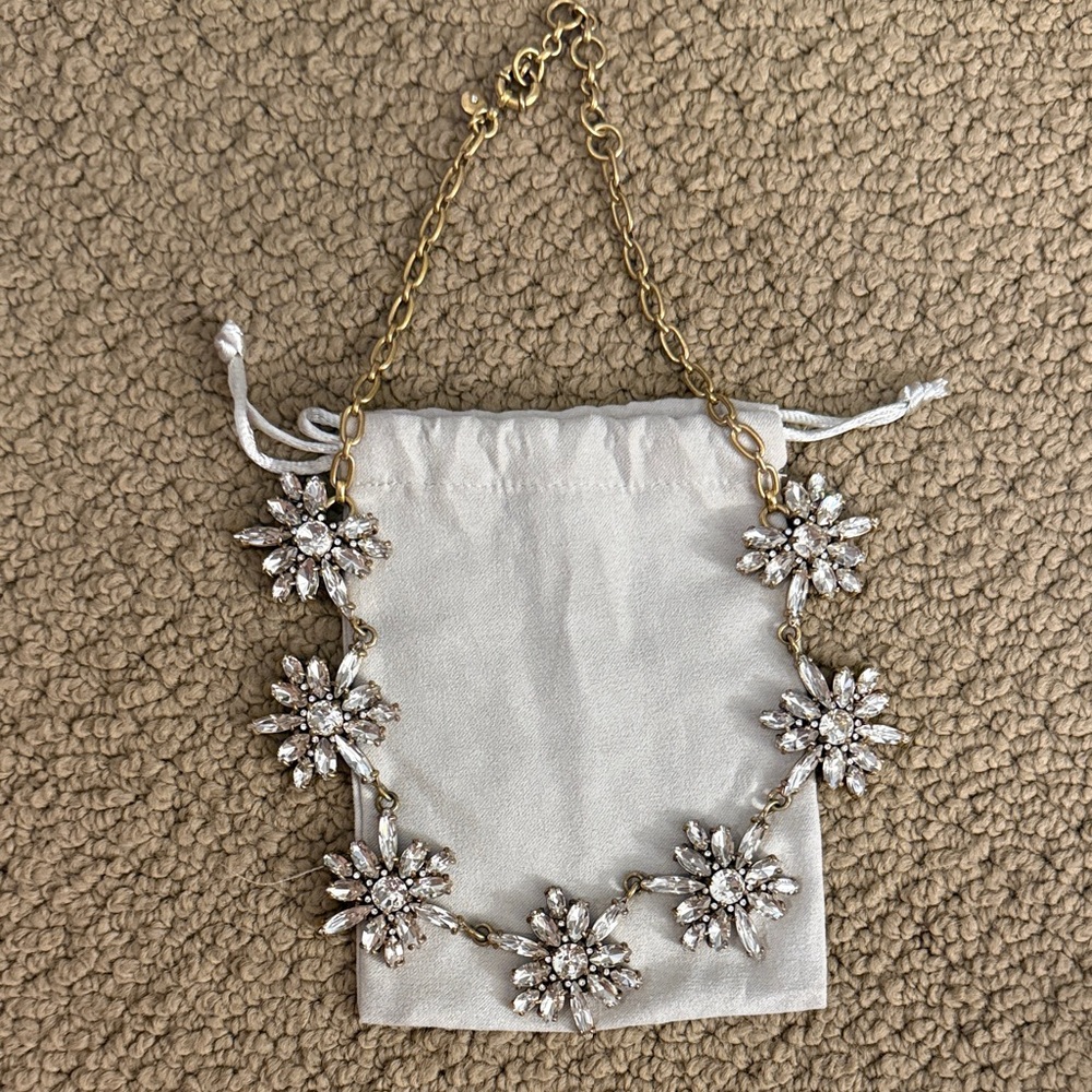 J. Crew Gold and Silver Floral Necklace